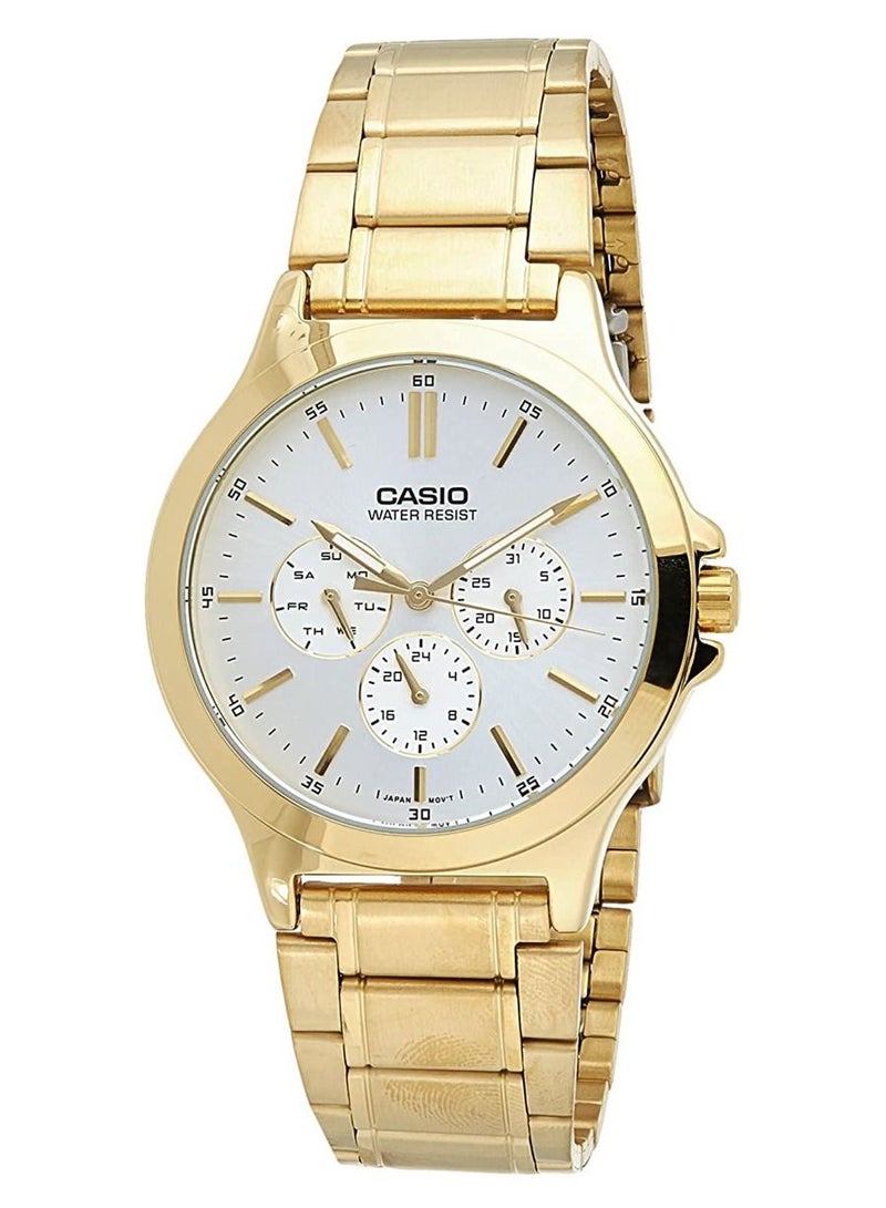Casio Men's White Dial Stainless Steel Band Watch - MTP-V300G-7AUDF - Image 1