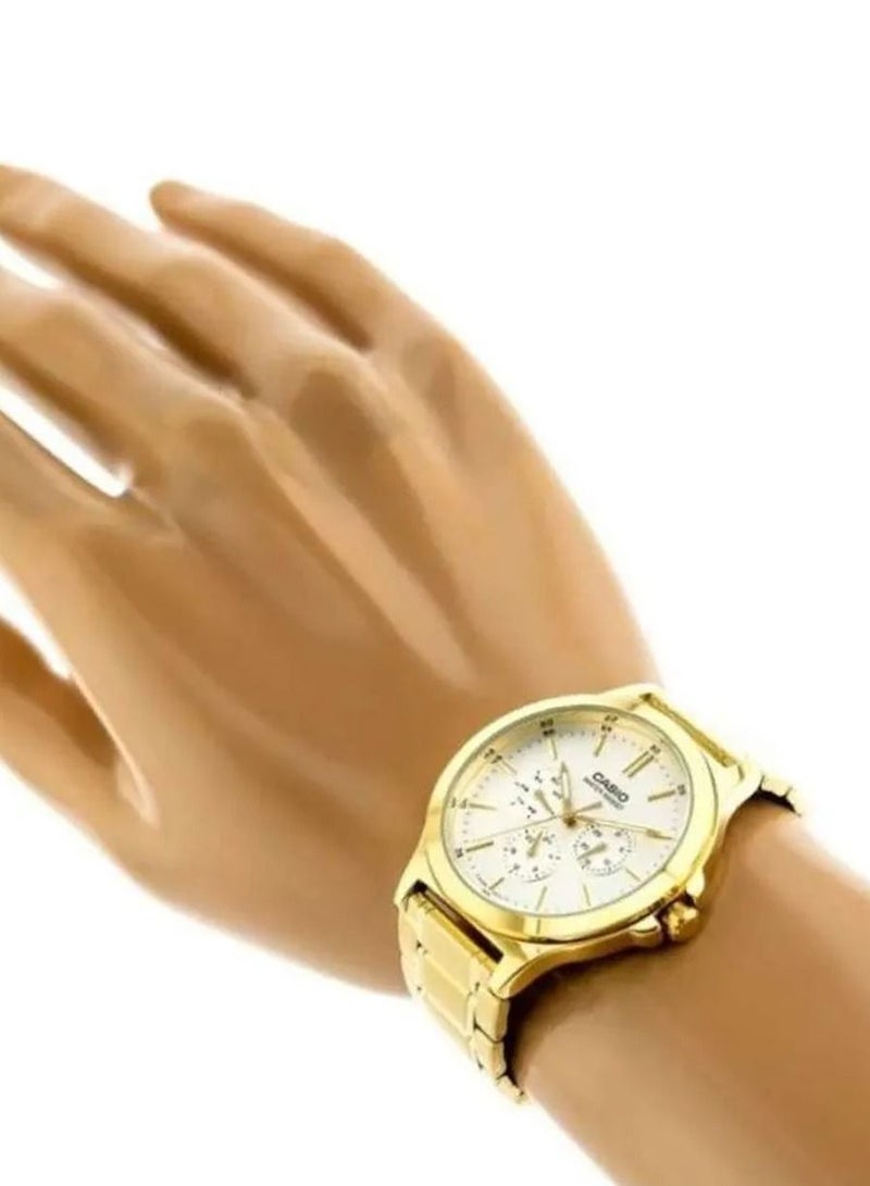 Casio Men's White Dial Stainless Steel Band Watch - MTP-V300G-7AUDF - Image 4