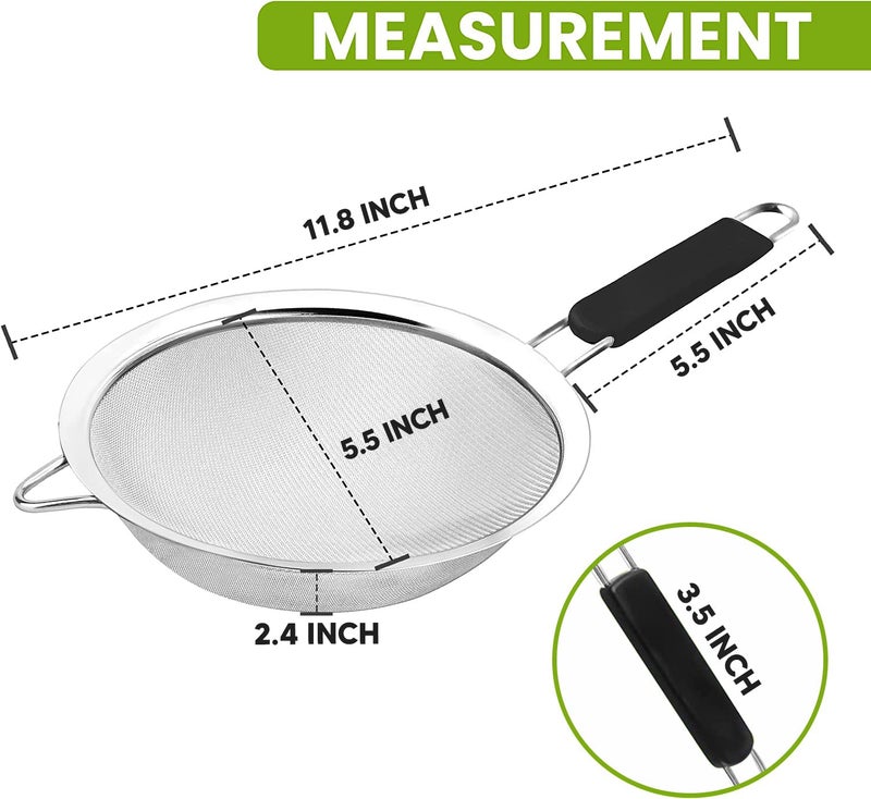 KAFOOR Fine Mesh Strainer with thermo plastic rubber handle - Sieve Fine Mesh Stainless Steel - Ideal to Sift Flour, Icing Sugar, Fruits and Vegetables (5.5 Inches) - Image 4