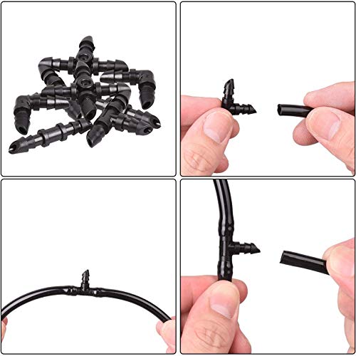 JAYEE 50 Pack Drip Irrigation 1/4” Barbed Tee Fittings, Barbed Connectors Fits Universal 1/4 Inch Drip Tubing, Irrigation Tee for Drip or Sprinkler System - Image 2