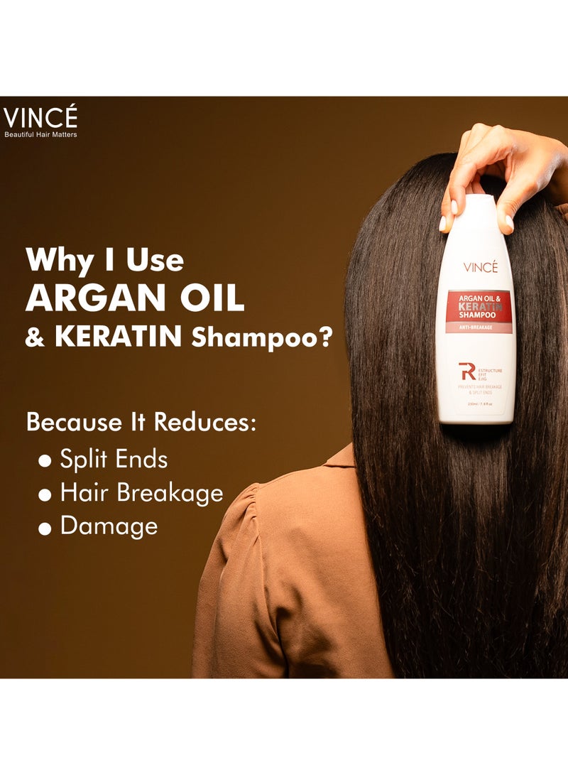 فينس شامبو زيت الأرجان والكيراتين - يمنع تكسر الشعر وتقصف الأطراف، يقوي بصيلات الشعر - يرطب فروة الرأس الجافة ويتحكم في التجعد - يترك الشعر ناعمًا وحريريًا وناعمًا - خالٍ من البارابين، 230 مل - Image 3