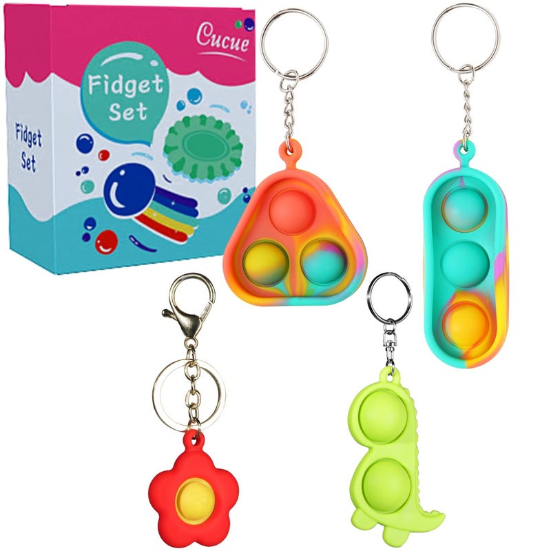 Cucue Simple Fidget Pop Toys Portable Calming Sensory Hand Toys for Fun Stress Relief Soft Flexible Silicone Materials Keychain Durable Poppers for Kids Adults - Image 3