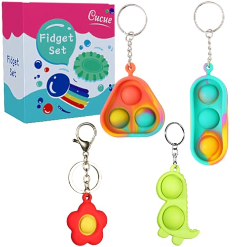 Cucue Simple Fidget Pop Toys Portable Calming Sensory Hand Toys for Fun Stress Relief Soft Flexible Silicone Materials Keychain Durable Poppers for Kids Adults - Image 1