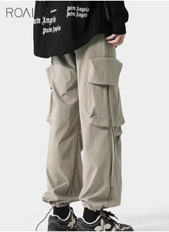 roaiss Men Cargo Pants Ribbon Hip Hop Jogging Pants Male Casual Streetwear Harem Trousers Pockets New Elastic Waist Sweatpants  - Image 2
