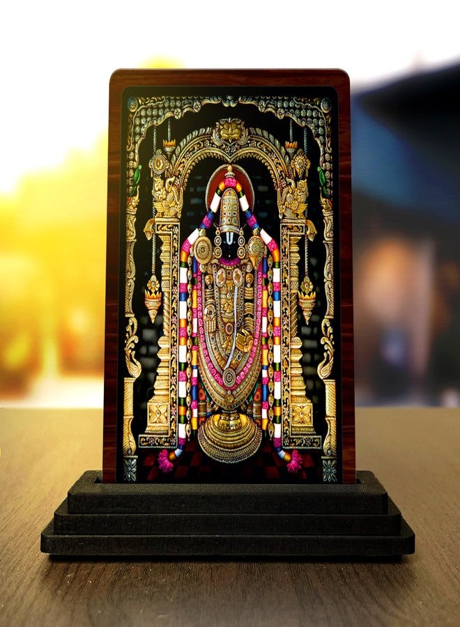 Tinywalk Tirupati Balaji Idol Wooden Showpiece | Balaji Murti for Home Temple | Tirupati Balaji God Idol Multicolor | Living Room Decorative Figurine | Housewarming Gift 4 x 5 Inch - Image 1