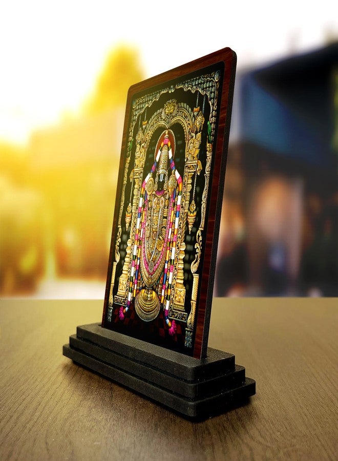 Tinywalk Tirupati Balaji Idol Wooden Showpiece | Balaji Murti for Home Temple | Tirupati Balaji God Idol Multicolor | Living Room Decorative Figurine | Housewarming Gift 4 x 5 Inch - Image 2