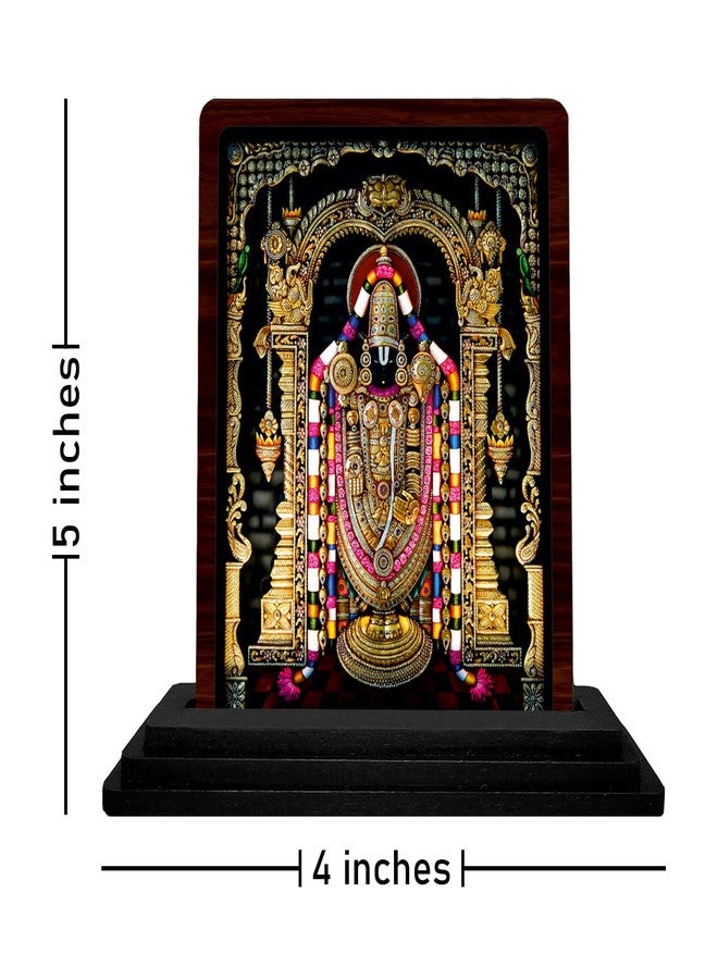 Tinywalk Tirupati Balaji Idol Wooden Showpiece | Balaji Murti for Home Temple | Tirupati Balaji God Idol Multicolor | Living Room Decorative Figurine | Housewarming Gift 4 x 5 Inch - Image 3