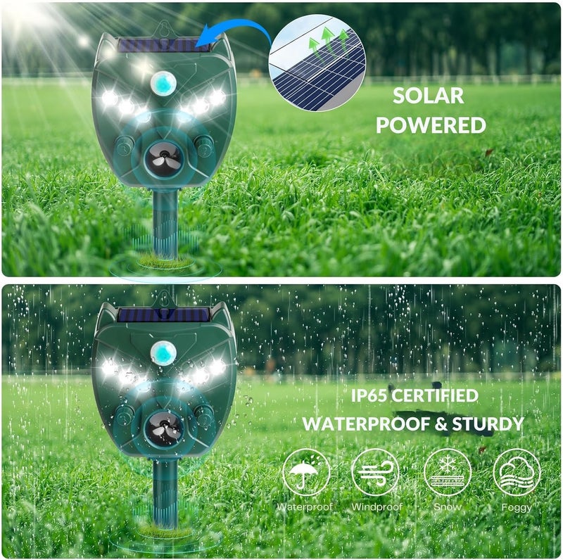 Ultrasonic Animal Repeller with Motion Sensor & Strobe Light, Repels Mosquitoes, Birds, Cats, Squirrels, Deer, Dogs, Wild Boar, Foxes, Outdoor Pest Control Device - Image 5