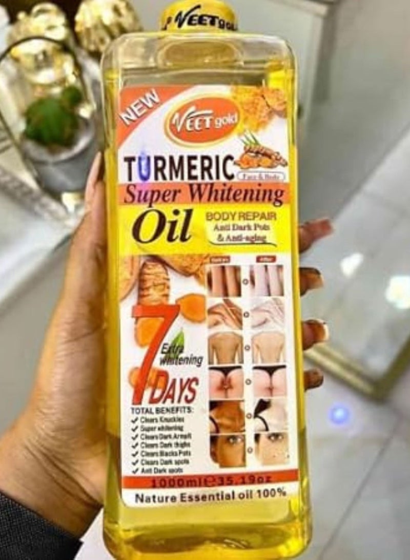 Veet 1000ML Turmeric Oil Super Whitening Body Oil, Essential Pure Oil for Skin Massage, Clear Knuckles, Dark Armpit, Thighs, Black Spots, Anti Dark Pot and Anti-aging Pure Body Diffuser Bikini Area - Image 4
