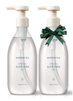 AROMATICA AROMATICA Organic Aloe Vera Gel Gift Set 300ml each  Vegan Body Moisturizer for Irritated Skin AfterSun Skin Care 