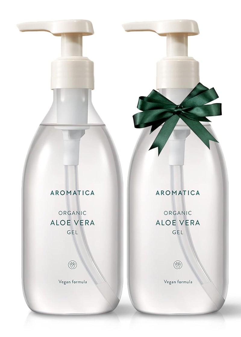AROMATICA AROMATICA Organic Aloe Vera Gel Gift Set 300ml each  Vegan Body Moisturizer for Irritated Skin AfterSun Skin Care 