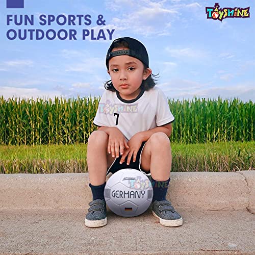 Toyshine Speed UP 4 in 1 Football Combo Set Toy Gift For Kids | 1 Football, 1 Pair Shin Guard, 1 Pump, 1 Bag | Birthday Gift for Boys Girls Toddler 4-10 Year Old - Grey SSTP - Image 5