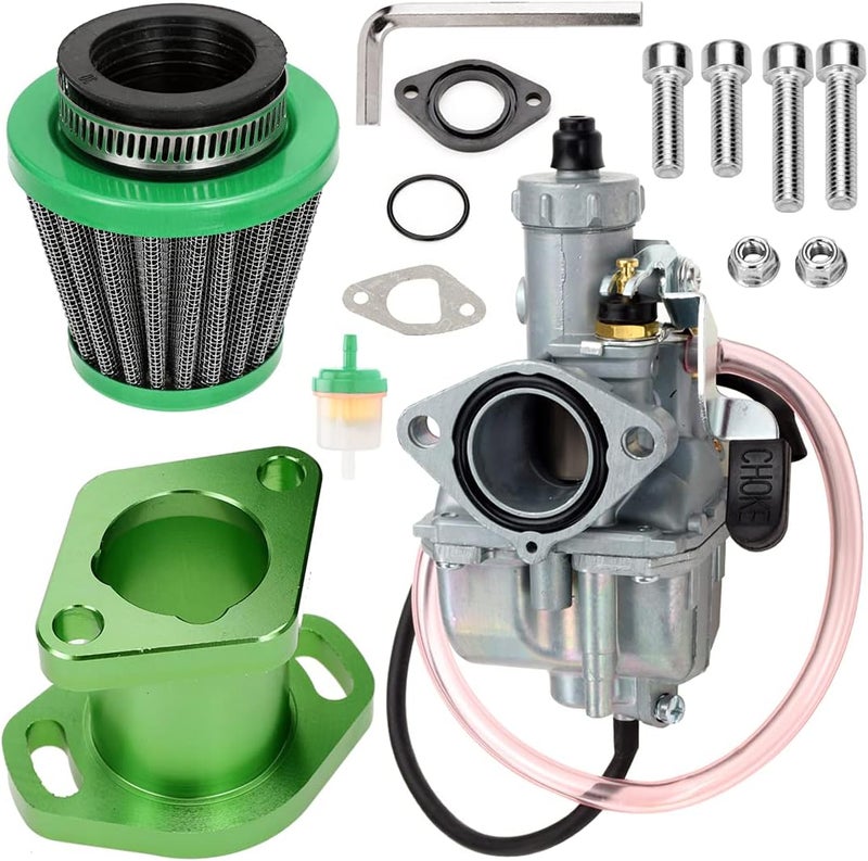 FVRITO Racing VM22 26mm Predator 212 Carburetor Carb for Performance 212cc 196cc Engine Mini Bike GX200 GX160 CT200U KT196 Go Kart with 38mm Air Filter Intake Manifold Upgrade Stage 1 kit Green - Image 1