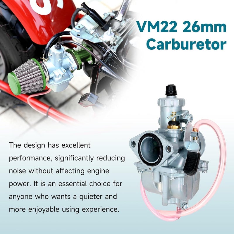 FVRITO Racing VM22 26mm Predator 212 Carburetor Carb for Performance 212cc 196cc Engine Mini Bike GX200 GX160 CT200U KT196 Go Kart with 38mm Air Filter Intake Manifold Upgrade Stage 1 kit Green - Image 3