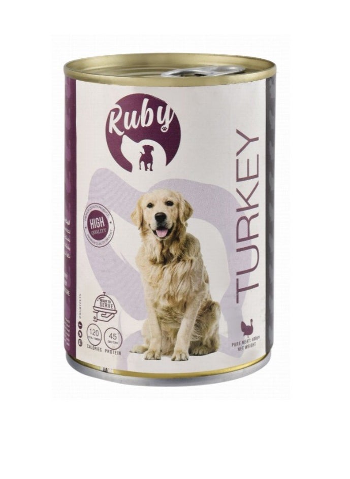 Ruby Wet Food with Turkey for Adult Dogs 400gm 