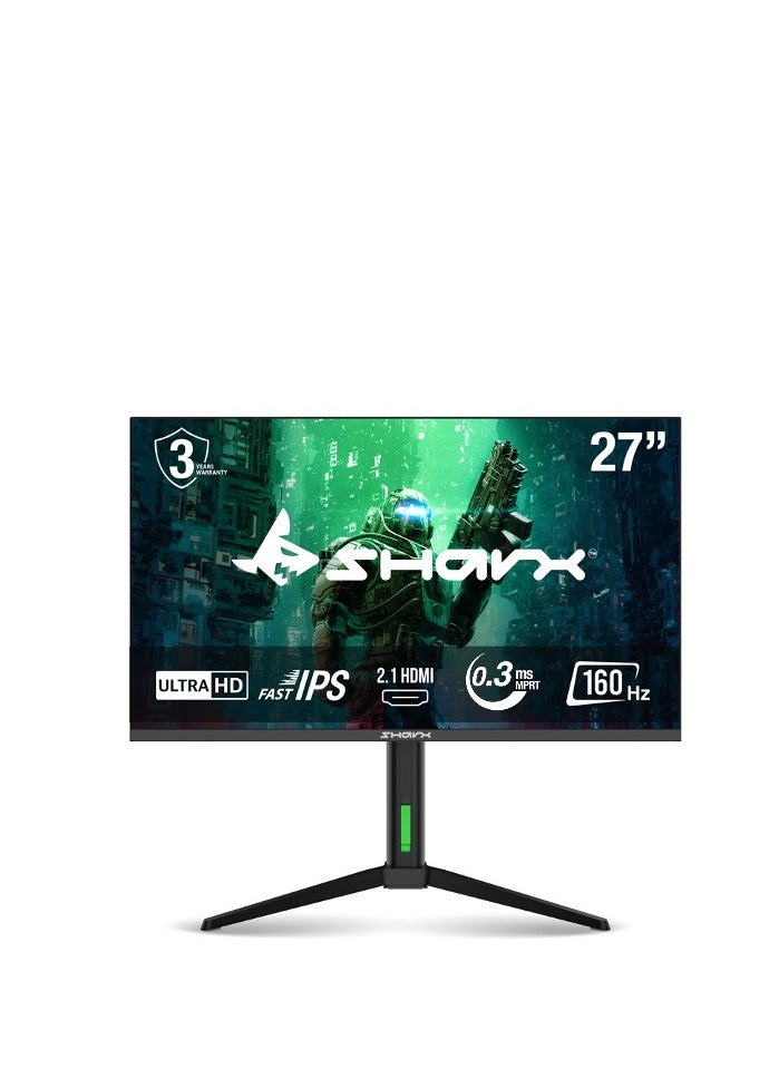 SHARX SHARX Gaming Monitor 27"(27U160I), OD 160hz Refresh Rate, 0.3ms (MPRT) Response Time, Fast IPS, UHD, 2.1HDMI,USB-C, Adjustable Stand, RGB Backlight, Free Sync, G-Sync Compatible.  - Image 1