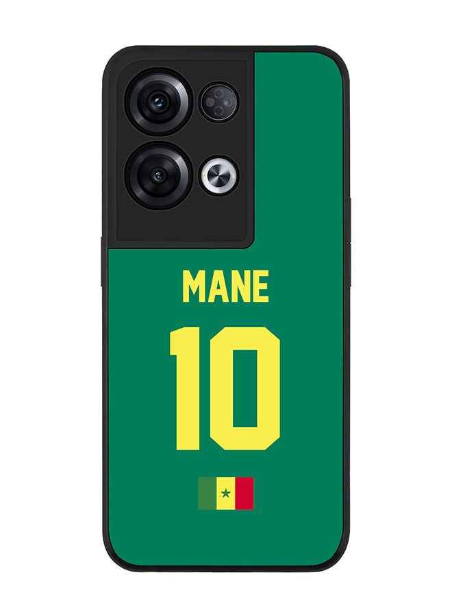 Stylizedd Rugged Black edge case for Oppo Reno8 Pro Slim fit Soft Case Flexible Rubber Edges Anti Drop TPU Gel Thin Cover - Football Team - Senegal Player Name - Mane - Image 1