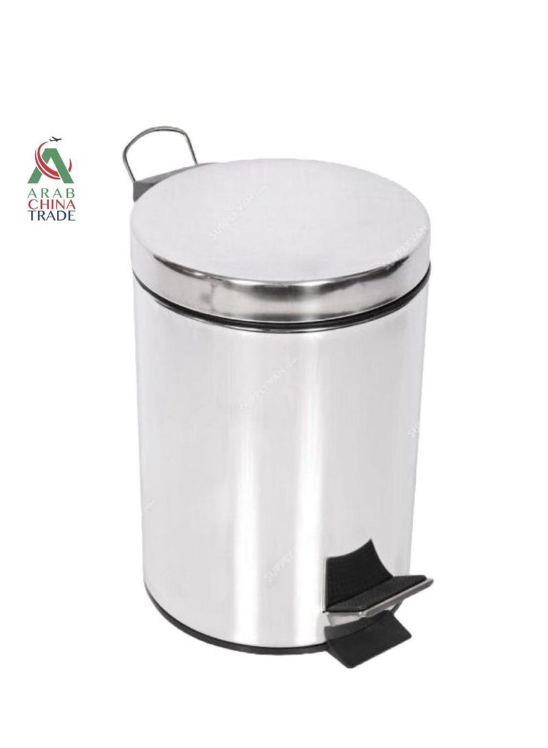 ACT Stainless Steel Round Soft Close Pedal Dustbin With Lid And Bucket - Image 1