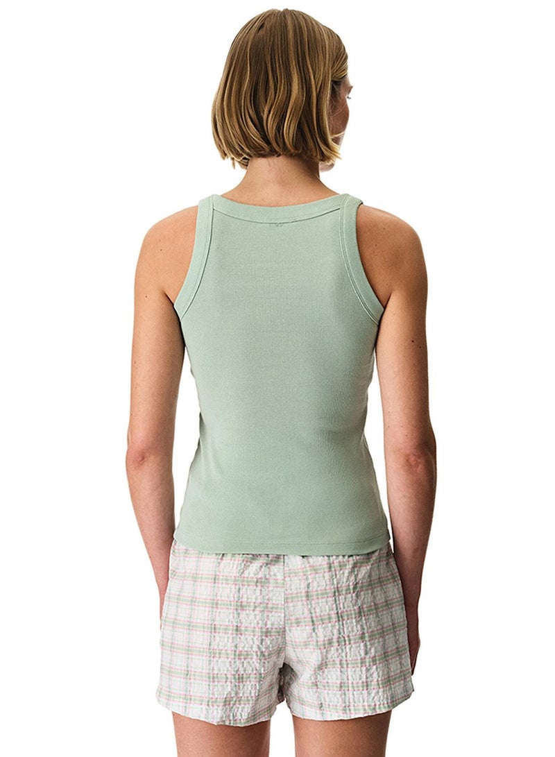 Penti Women's Cotton Lounge Isla Sleeveless Tank & Shorts Set - Light Green - Image 4