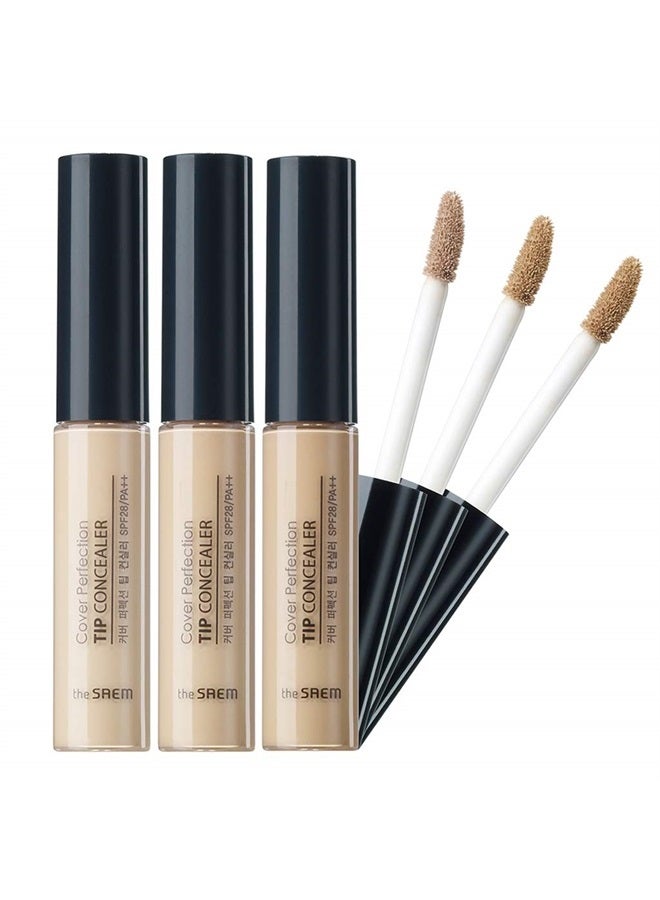 THESAEM THE SAEM Cover Perfection Tip Concealer 3 Color Set, Liquid Multi-Use Concealer, Full Coverage Makeup for Acne Dark Spots Dark Circles Hyperpigmentation and Blemishes, 0.2 fl.oz. (#1, 1.5, 2) - Image 1