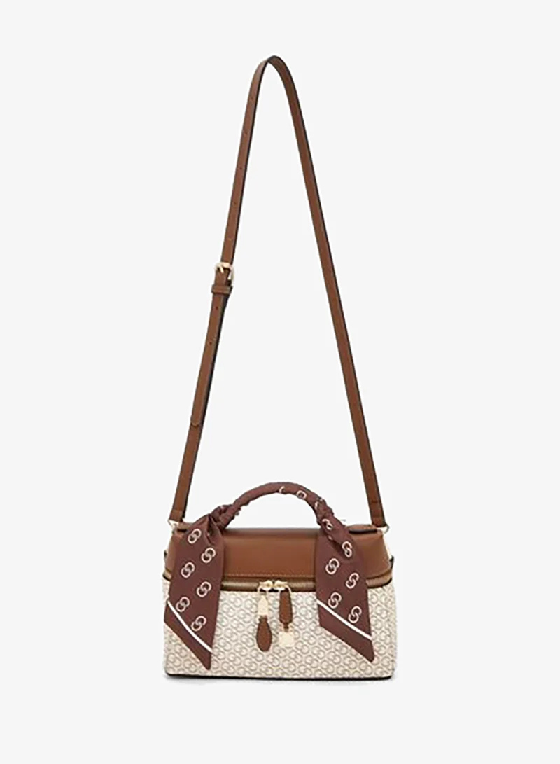 سيليست Monogram Print Crossbody Bag With Scarf Accent