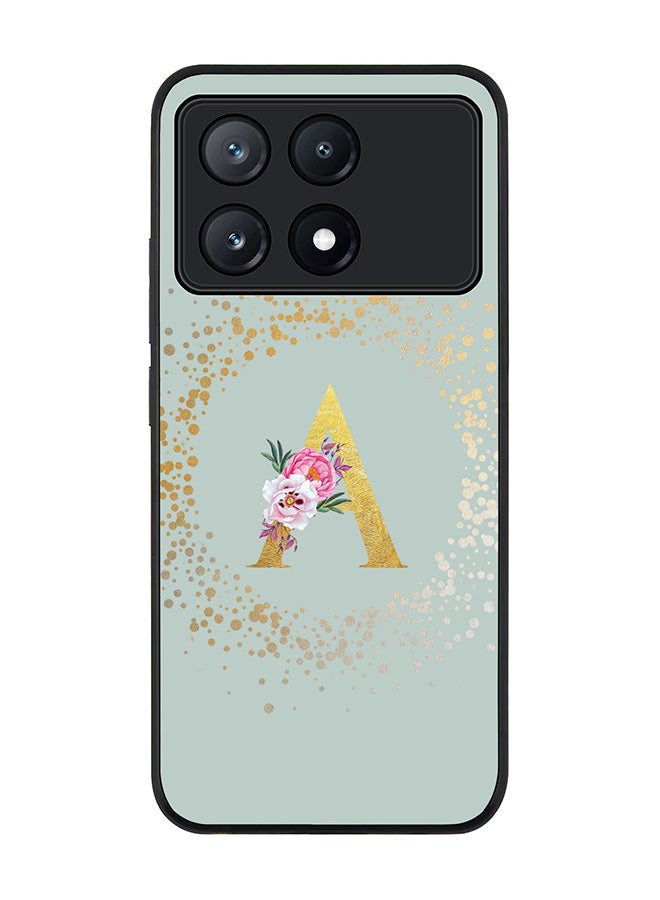 Stylizedd Rugged Black Edge Case for Xiaomi Poco X6 Pro, Slim fit Case Cover- Custom Monogram Initial Letter Floral Pattern Alphabet - A  (Light Grey) - Image 1