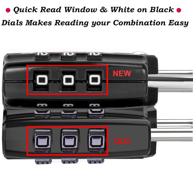 DOCOSS Metal TSA 3 Digit Number Lock for Bag, Luggage, Travel (Black) - Set of 2 | Zinc,Metallic Finishes | Black - Number Combination TSA Lock for Luggage - Image 5