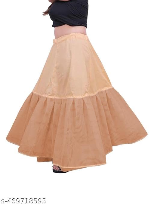 SEER Women's Cotton Cancan | Hoop Less Underskirt Petticoat | Wedding Crinoline | Volume Extension For Lehenga, Gown And Skirt | Free Size Waist With Adjustable Length Cream Color Pack Of 1 - Image 3