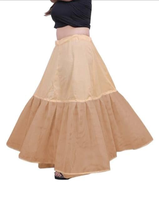 SEER Women's Cotton Cancan | Hoop Less Underskirt Petticoat | Wedding Crinoline | Volume Extension For Lehenga, Gown And Skirt | Free Size Waist With Adjustable Length Cream Color Pack Of 1 - Image 1