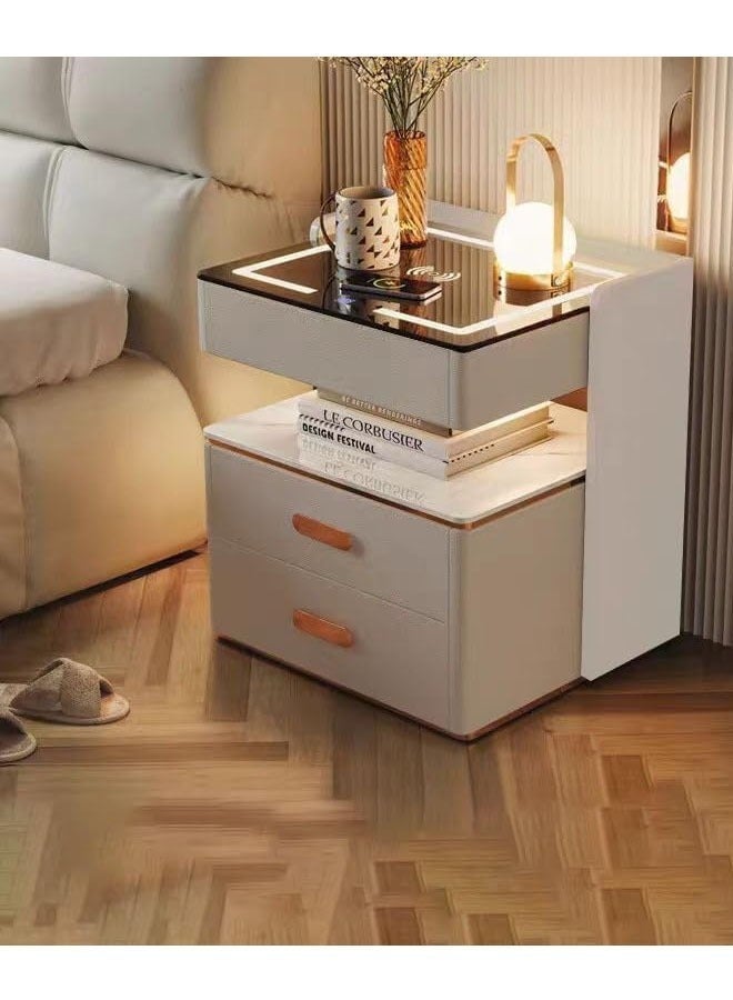 keke Smart Bedside Cabinet with LED Mirror, Wireless Charging & BT Speaker - Image 1
