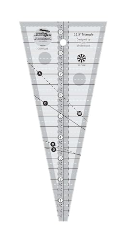 Creative Grids 22-1/2 Degree Triangle Ruler– CGRT225 – Made in USA, 4-1/4in x 9-1/2in, Non-Slip Grip Acrylic Quilting, Sewing, Crafting, Patchwork Ruler & Template - Image 3