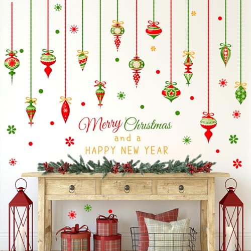 THEYGE Christmas Bell Window Clings Double Sided Hanging Bells Window Decoration Stickers Xmas Ornaments Window Decals Colorful Bells Wall Stickers Christmas Eve New Year Party Supplies Decoration - Image 1