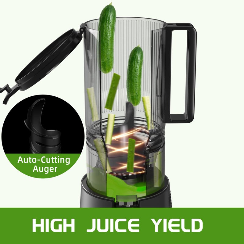 Floisdace Cold Press Juicer, Slow Masticating Juicer Machines with 5" Feeding Chute Fit Whole Fruits&Vegetables, Stainless Steel Slow Masticating Juicer Easy to Clean, 99.6% Juice Purity, 1.5L Capacity-Black - Image 5