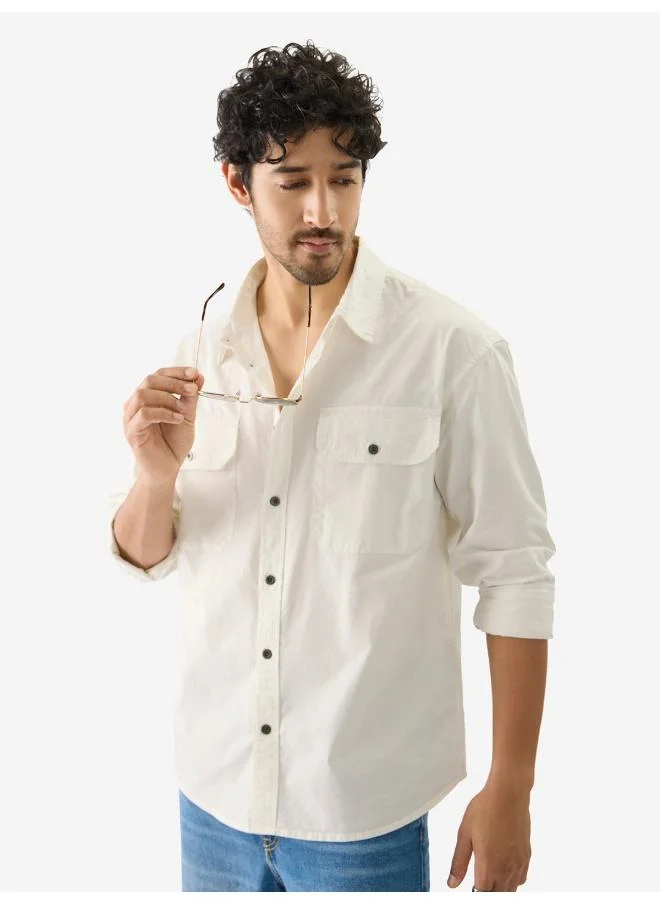 The Souled Store The Souled Store Men Solids Off White Regular Fit Shirts