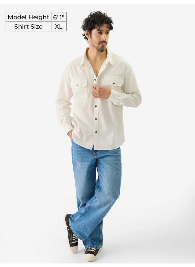 The Souled Store The Souled Store Men Solids Off White Regular Fit Shirts