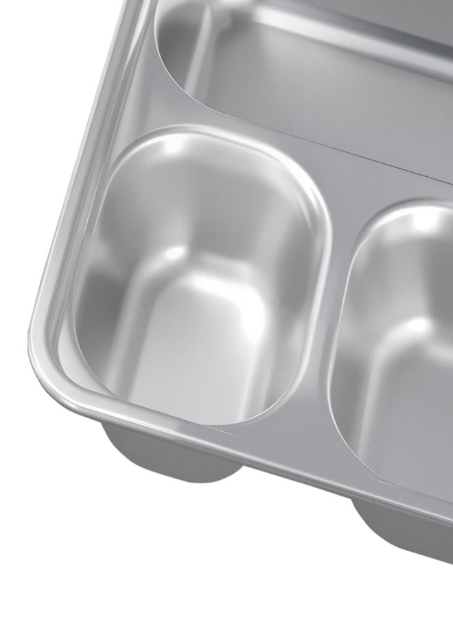 SINJEUN 6 Pack Stainless Steel Divided Plates, 5 Sections Rectangular Divided Dinner Tray Metal Food Tray for Lunch, Dinner and Portion Control - Image 4
