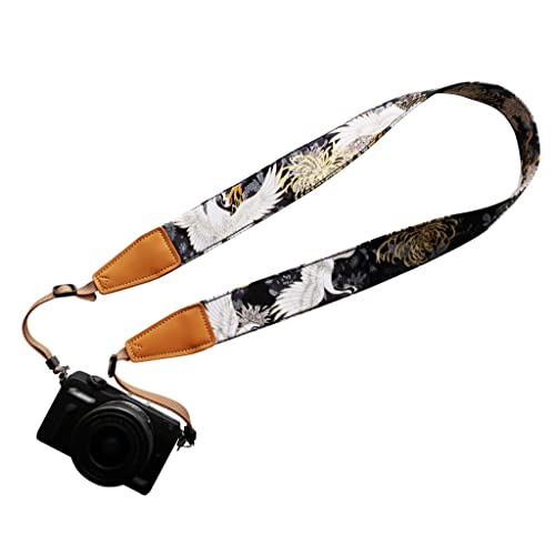 UNIKSTRAP Original Design Personalized Adjustable Camera Strap Chrysanthemum & Crane in Black, Fit for Canon Nikon Sony Olympus Interchangeable Lens Digital Camera/DSLR etc. - Image 1