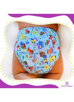 BEMBIKA Baby'S Polyester Washable Reusable Adjustable Cloth Diapers With 5 Layer Bamboo Charcoal Insert (Animal Doodle)  - Image 4