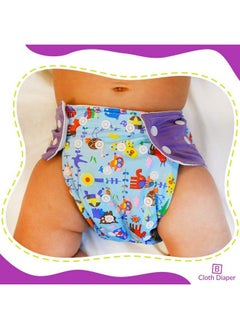 BEMBIKA Baby'S Polyester Washable Reusable Adjustable Cloth Diapers With 5 Layer Bamboo Charcoal Insert (Animal Doodle)  - Image 3
