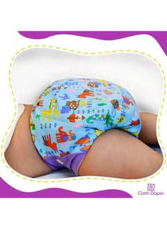 BEMBIKA Baby'S Polyester Washable Reusable Adjustable Cloth Diapers With 5 Layer Bamboo Charcoal Insert (Animal Doodle)  - Image 5