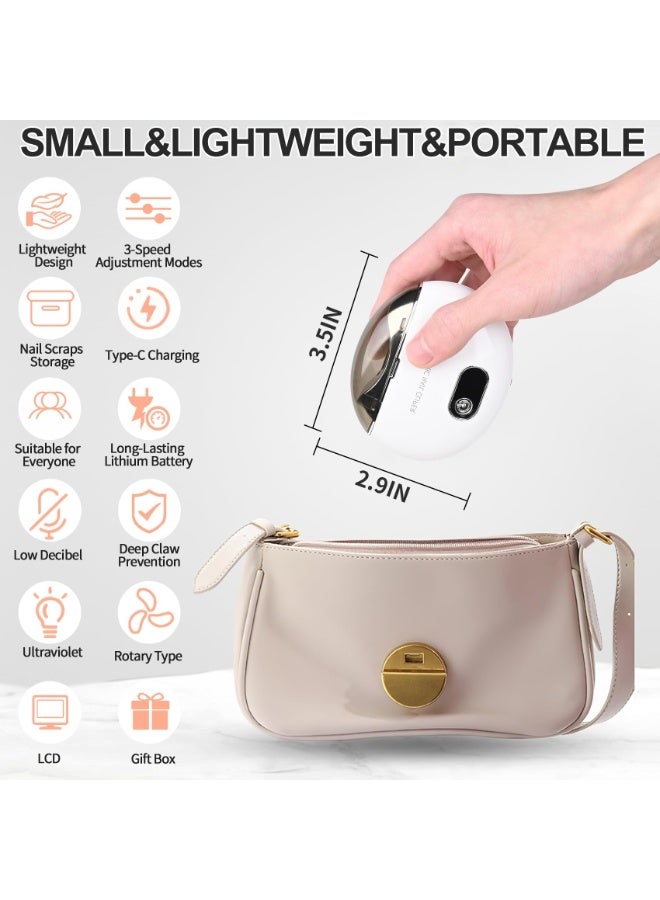 Automatic Electric Nail Clipper with 3-Speeds Levels and Nail Clip Storage, LCD Digital Display, USB Rechargeable Safety Electric Nail Trimmer Suitable for Babies,Children, Adults and Seniors - Image 2