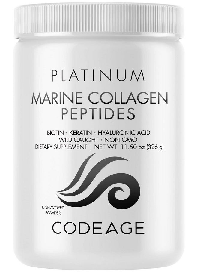 Codeage Marine Collagen Protein Powder Supplement Biotin 10000 Mcg Vitamin C D3 & B6 Keratin Hyaluronic Acid Niacin Wild Caught Hydrolyzed Fish Collagen Peptides Hair Skin Joints 11.50 Oz  - Image 1