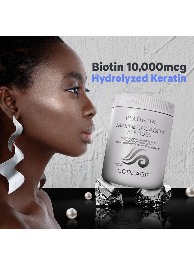 Codeage Marine Collagen Protein Powder Supplement Biotin 10000 Mcg Vitamin C D3 & B6 Keratin Hyaluronic Acid Niacin Wild Caught Hydrolyzed Fish Collagen Peptides Hair Skin Joints 11.50 Oz  - Image 5