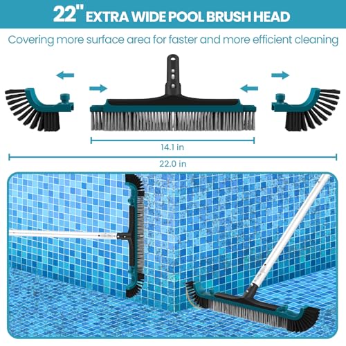 POOLWHALE Deluxe Swimming Pool Cleaning Kit Including Pool Net and Vacuum Head, Pool Brush with 13Ft Pole for Above Ground & Inground Swimming Pools - Image 5