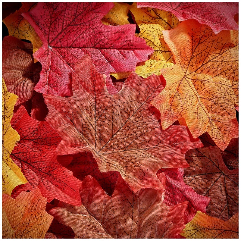 Whaline 300 Pieces Artificial Autumn Maple Leaves Mixed Fall Colored Leaf for Weddings Events Art Scrapbooking and Thanksgiving Day Decorations Multicolored