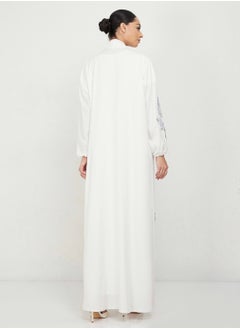 Rosette Abaya Open  White Abaya  - Image 3