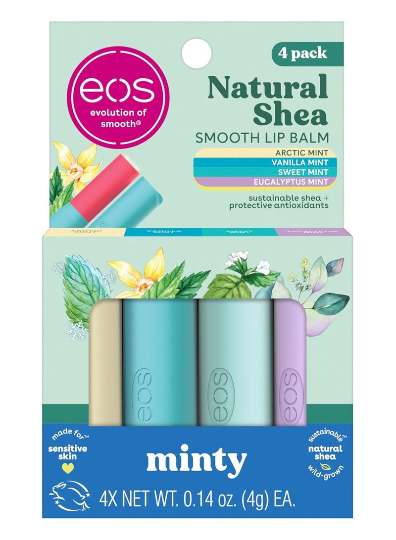 EOS Natural Shea Minty Lip Balm Variet Pack 0.14 oz, 4 Pack - Image 1