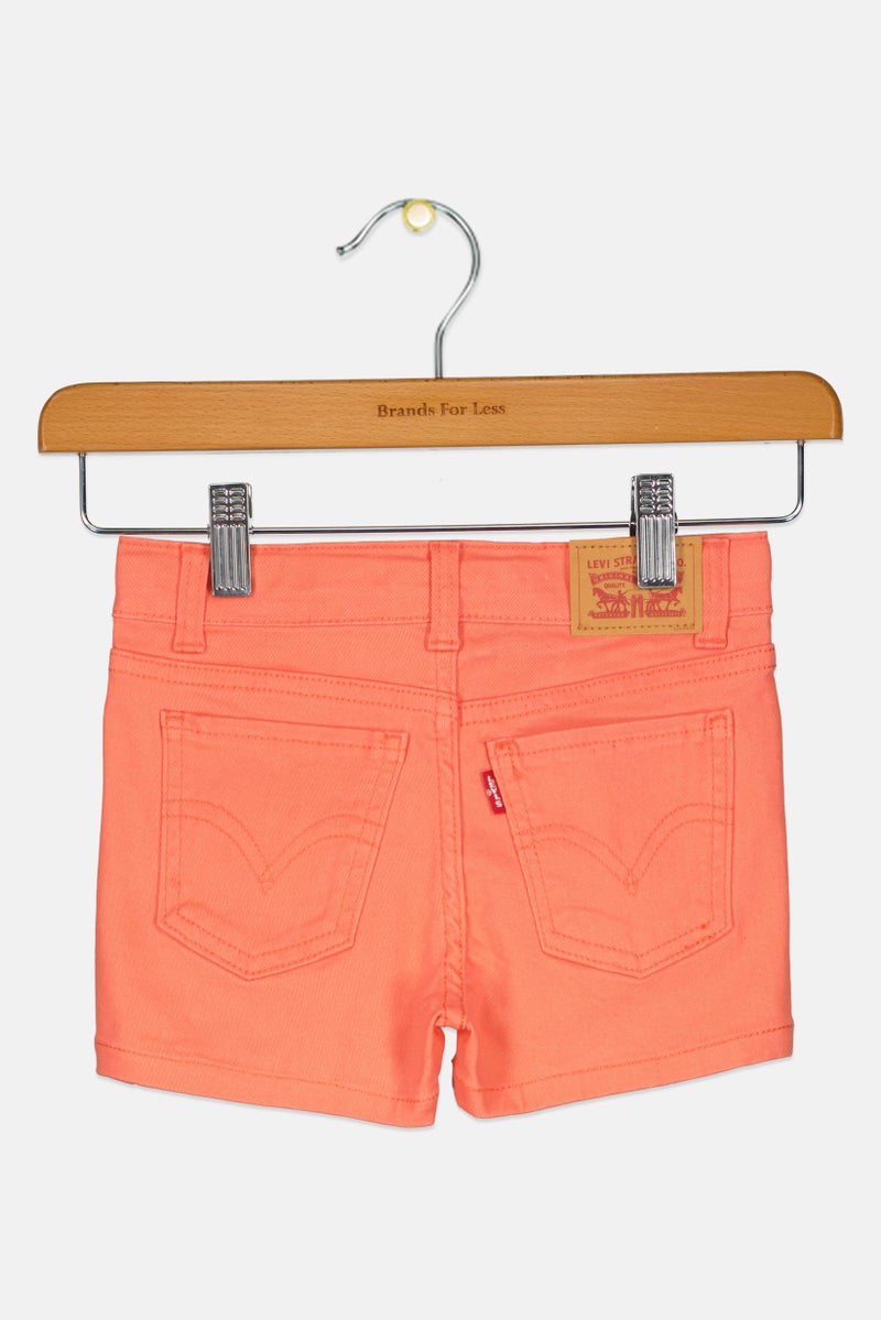 Levi's Toddlers Girl Embroidered Denim Shorts, Orange - Image 2