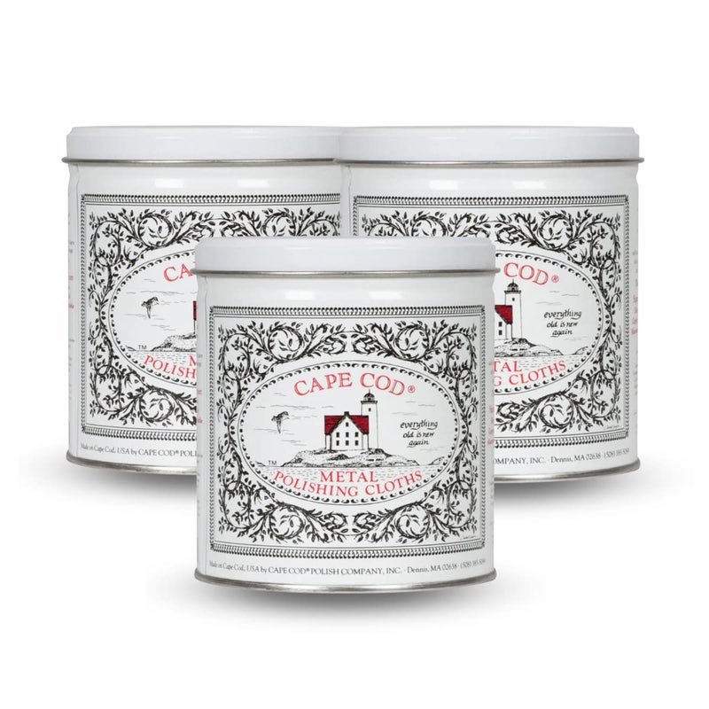 CAPE COD (Qty 3) of Cape Cod Polishing Metal Tin Bundle for Fine Metals | Each Tin Contains (12) 4X6 Polishing Cloths | (1) 12x12 Buffing Cloth | (1) Pair of Nitrile Gloves - Image 1