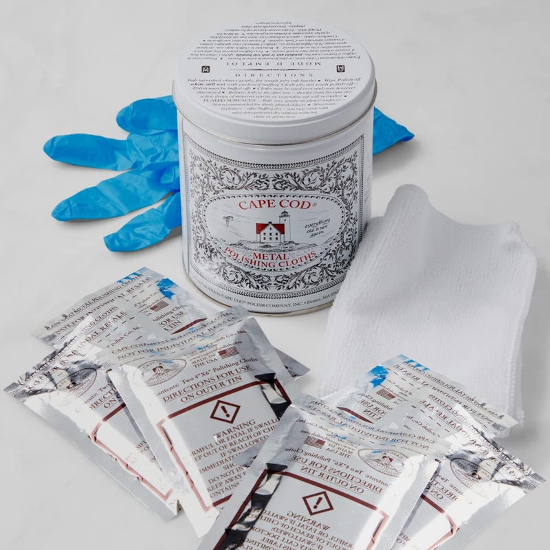 CAPE COD (Qty 3) of Cape Cod Polishing Metal Tin Bundle for Fine Metals | Each Tin Contains (12) 4X6 Polishing Cloths | (1) 12x12 Buffing Cloth | (1) Pair of Nitrile Gloves - Image 2